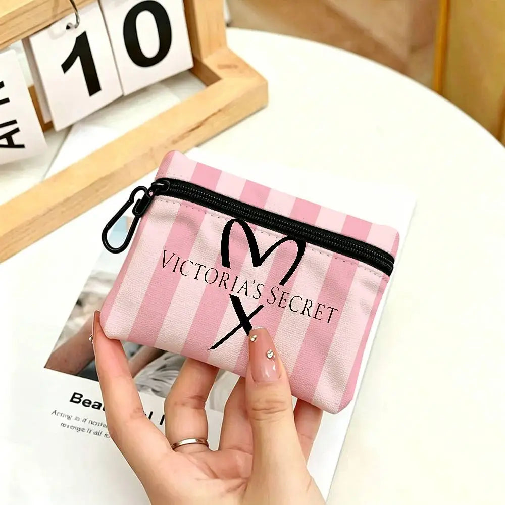 V-Victorias-Fashion-S-Secret Compact Oxford Cloth Zipper Pouch Detachable Carabiner Mini Coin & Key Wallet