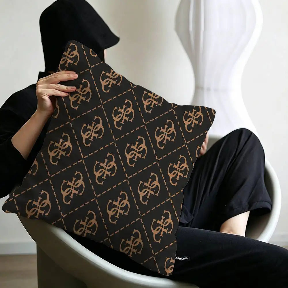 Fashion G_GuessS Logo Printed Pillow Gift Home Office Decoration Pillow Bedroom Sofa Car Cushion CoverPillow Case