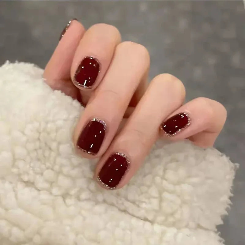 24Pcs/Set Sweet Love Fake Nail with Gradient French Press on Nails Reusable Short Full Cover Nail Tips for Women Wholesale