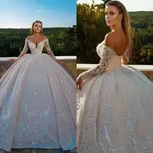custom off shoulder wedding dress