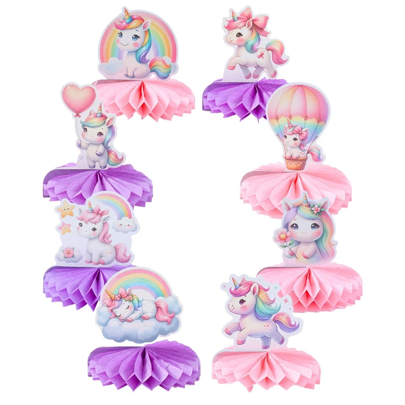 Rainbow Unicorn Honeycomb Ornament Set Rainbow Unicorn Birthday Party Decoration Kids Baby Shower Birthday Party Supplies