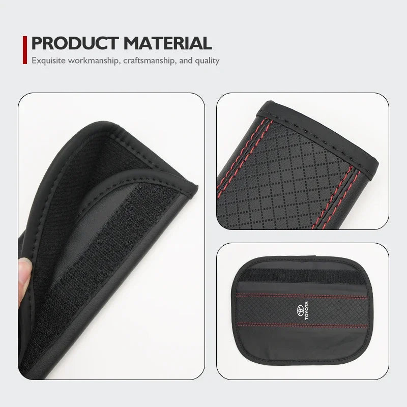 Leather Car Seat Belt Protector Pad Shoulder Strap Cover For Toyota Corolla Prius Auris CHR Land Cruiser Camry Avalon