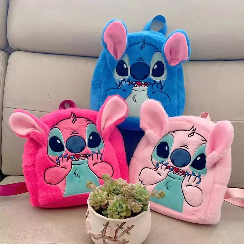 Disney  Stitch Plush New Backpack Cartoon Fashion 3d Mini Women's Backpack Large Capacity Cute Children Schoolbag High Quality!!