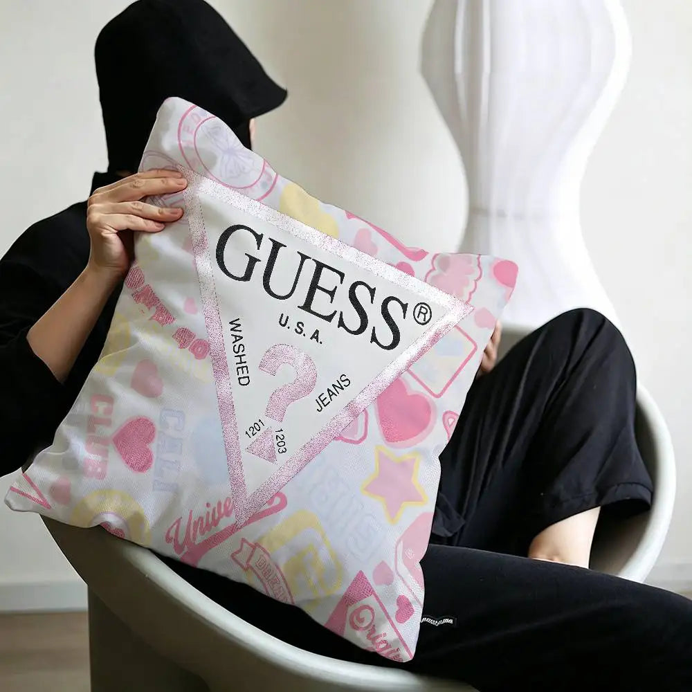 Fashion G_GuessS Logo Printed Pillow Gift Home Office Decoration Pillow Bedroom Sofa Car Cushion CoverPillow Case
