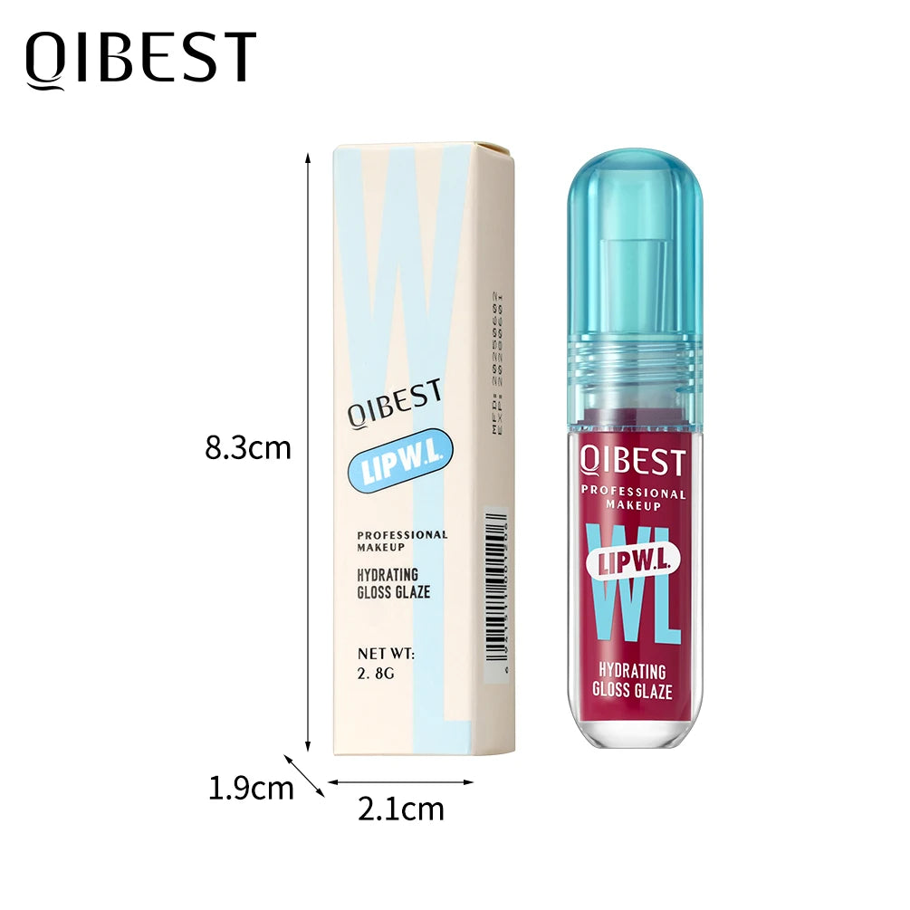 QIBEST Hydrating Crystal Lip Gloss Easy to Fade Mirror Water Glazed Lip Glaze Long Lasting Moisturizing Gloss Lip Tint Cosmetics