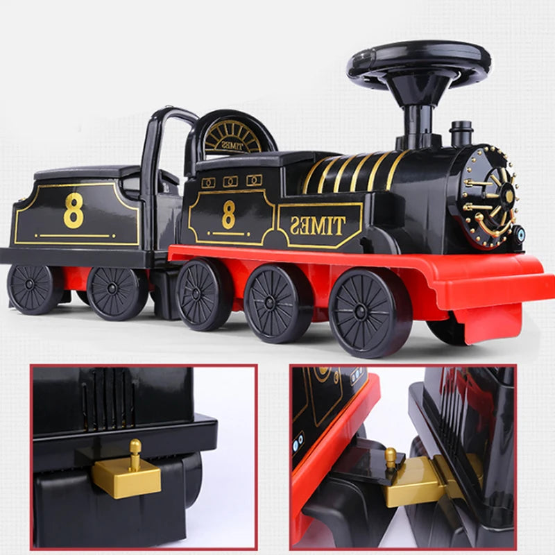 Child Electric Train Kids Riding Toy Ailway Classical  Model Can Carry Train Rail Car Children's Baby Walker Stroller Toys Gifts