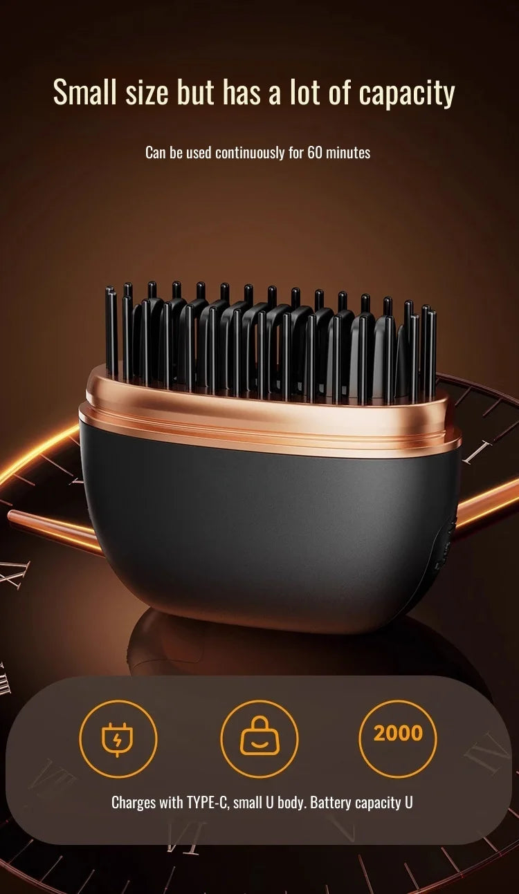 Mini hair straightener wireless USB charging portable multi-functional hair care hair styling comb straightener smooth hair