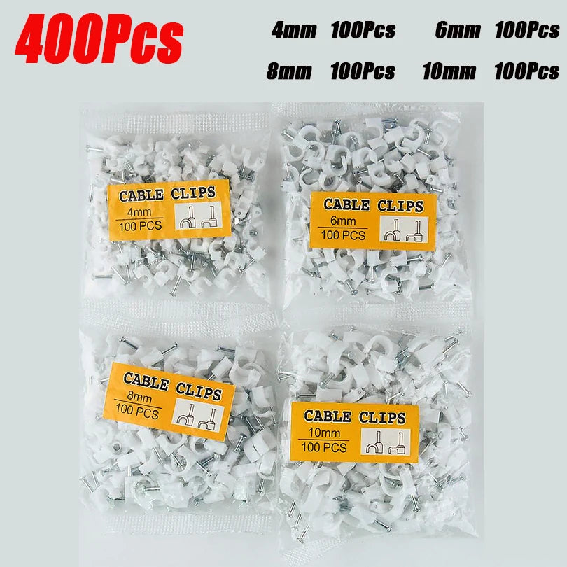400Pcs 280Pcs Round Cable Wire Clips  Cable Management RG6 CAT6 RJ45 Electrical Wire Cord Tie Holder Circle 4mm 6mm 8mm 10mm