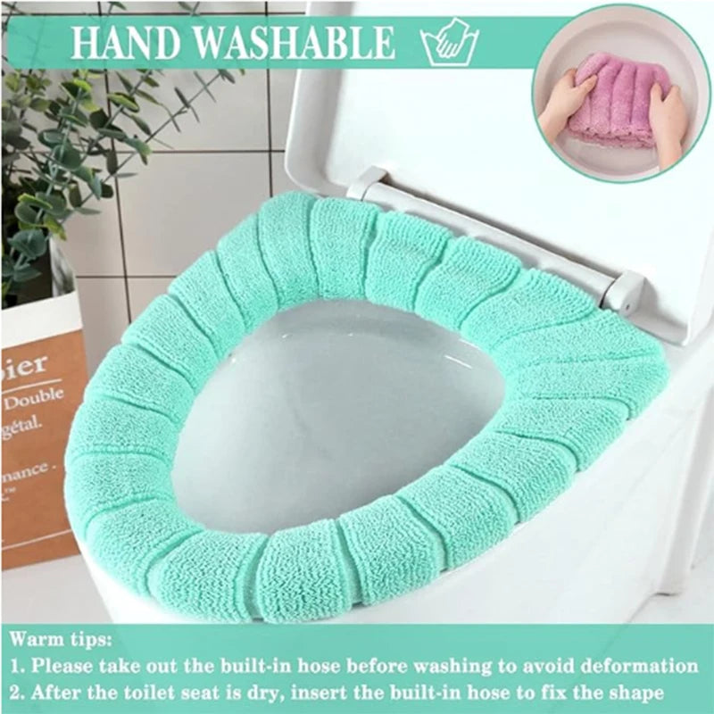 5 Piece Set Toilet Seat Cover , Soft  and Comfortable, Fits Most Toilets, Anti-Slip, Highly Absorbent, Perfect for Home Use