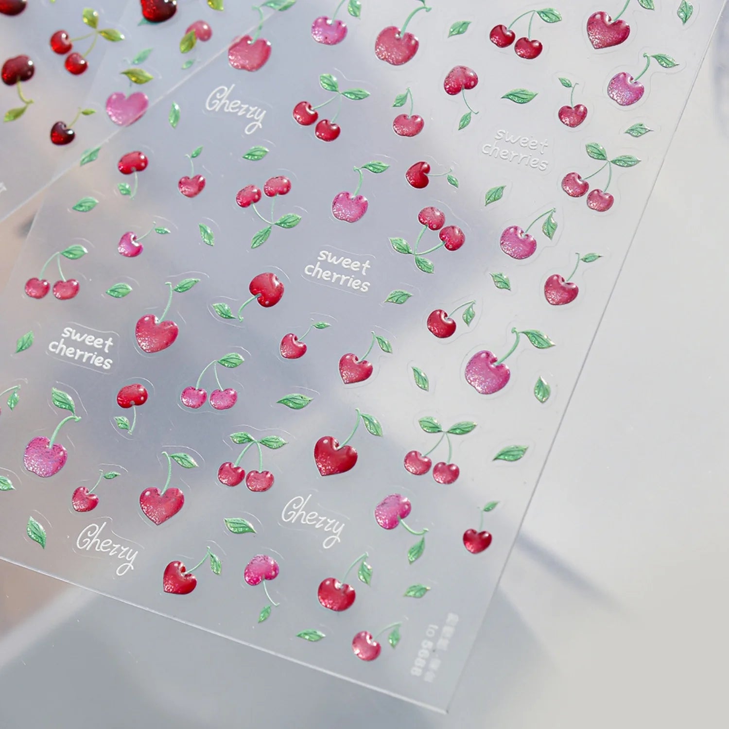 Spring Strawberry Vine 5D Nail Art Stickers Garden Fresh Red Strawberry Green Leaves Flower Cherry Branch Bow Nail Decals DIY