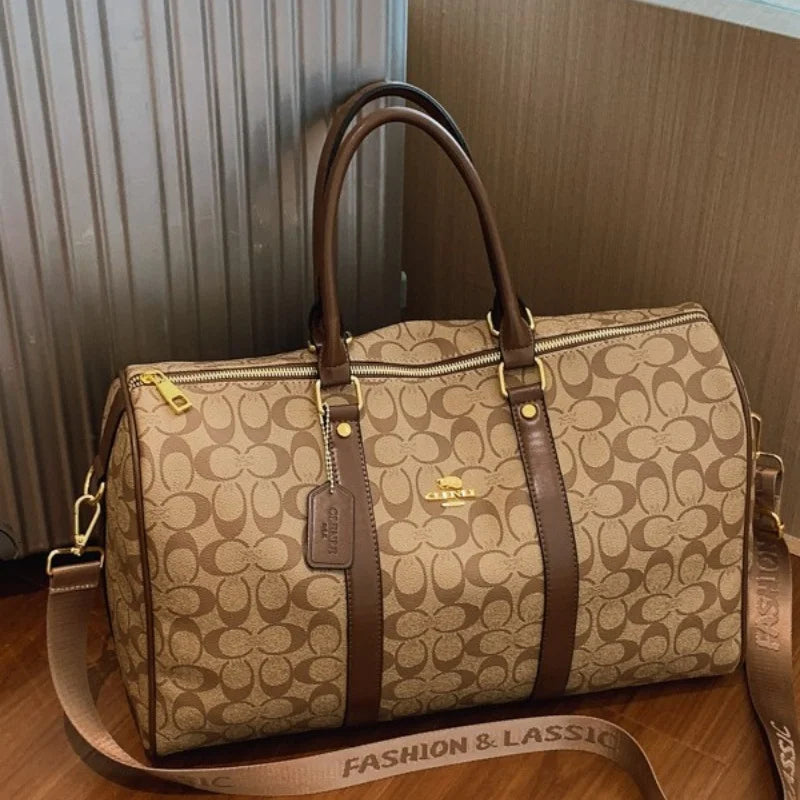 Weekend Getaway Large Duffle Travel Bag, Monogram Canvas Carry On Bag for Business Trip Gym Overnight