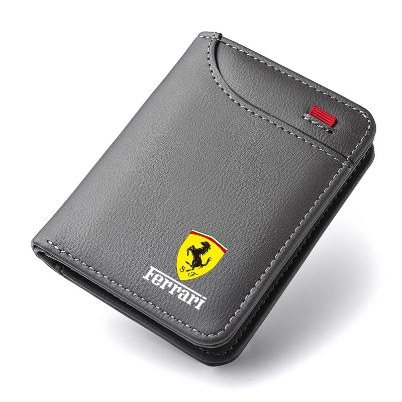 Car Emblem Soft Wallet Leather Mini Credit Card Purse Portable Small Wallet For Ferrari Roma Spider SF90 Competizione LaFerrari