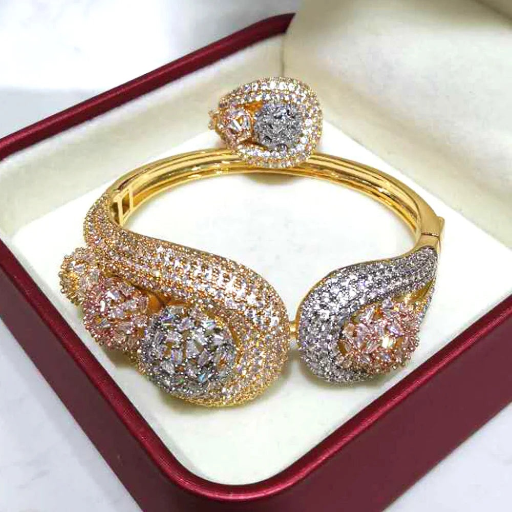 GODKI Personalize Luxury Lagos Big Bold BowKnot Bangles/Bracelet Ring Se For Women Wedding Full Zircon Dubai Bridal Jewelry 2026