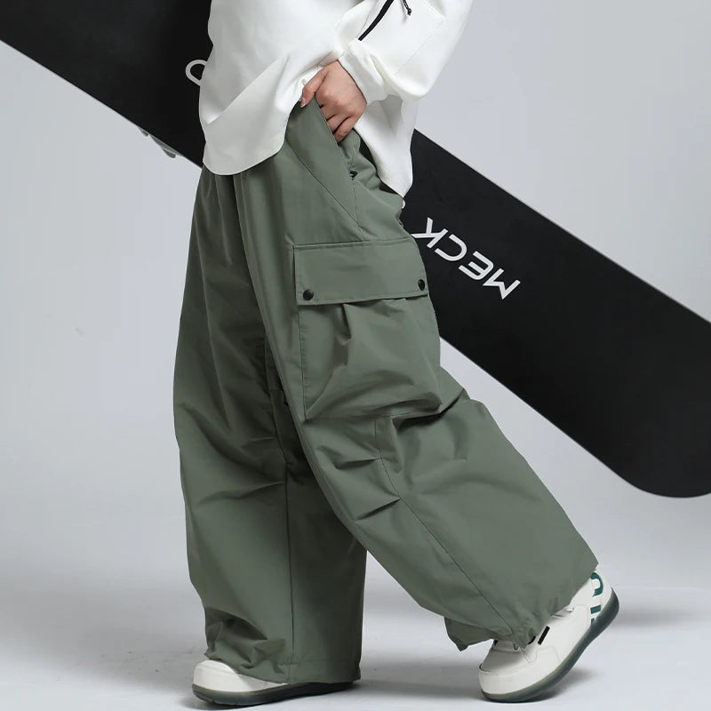 2025 GSOU SNOW New Winter Outdoor Loose Waist Ski Pants For Women  Men Waterproof And Warm  Professional Snowboard Ski Pants