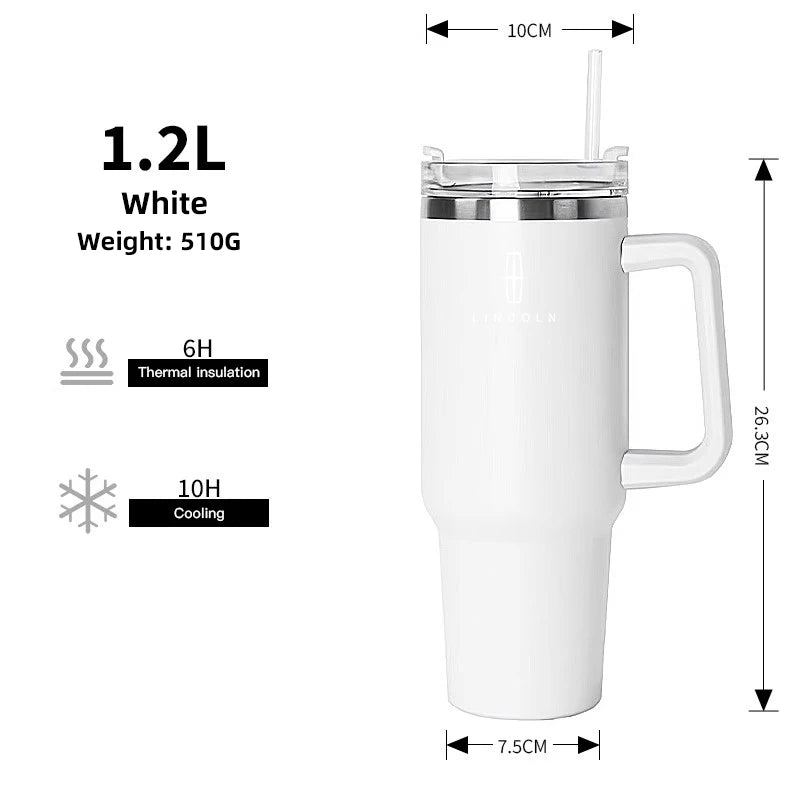 1200ML Large Capacity Stainless Steel Car Insulated Mug For Lincoln Navigator Continental Nautilus Aviator MKZ MKX MKC MKT MKS