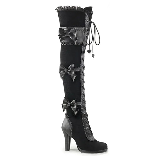 Women's Black Goth Over knee Boots