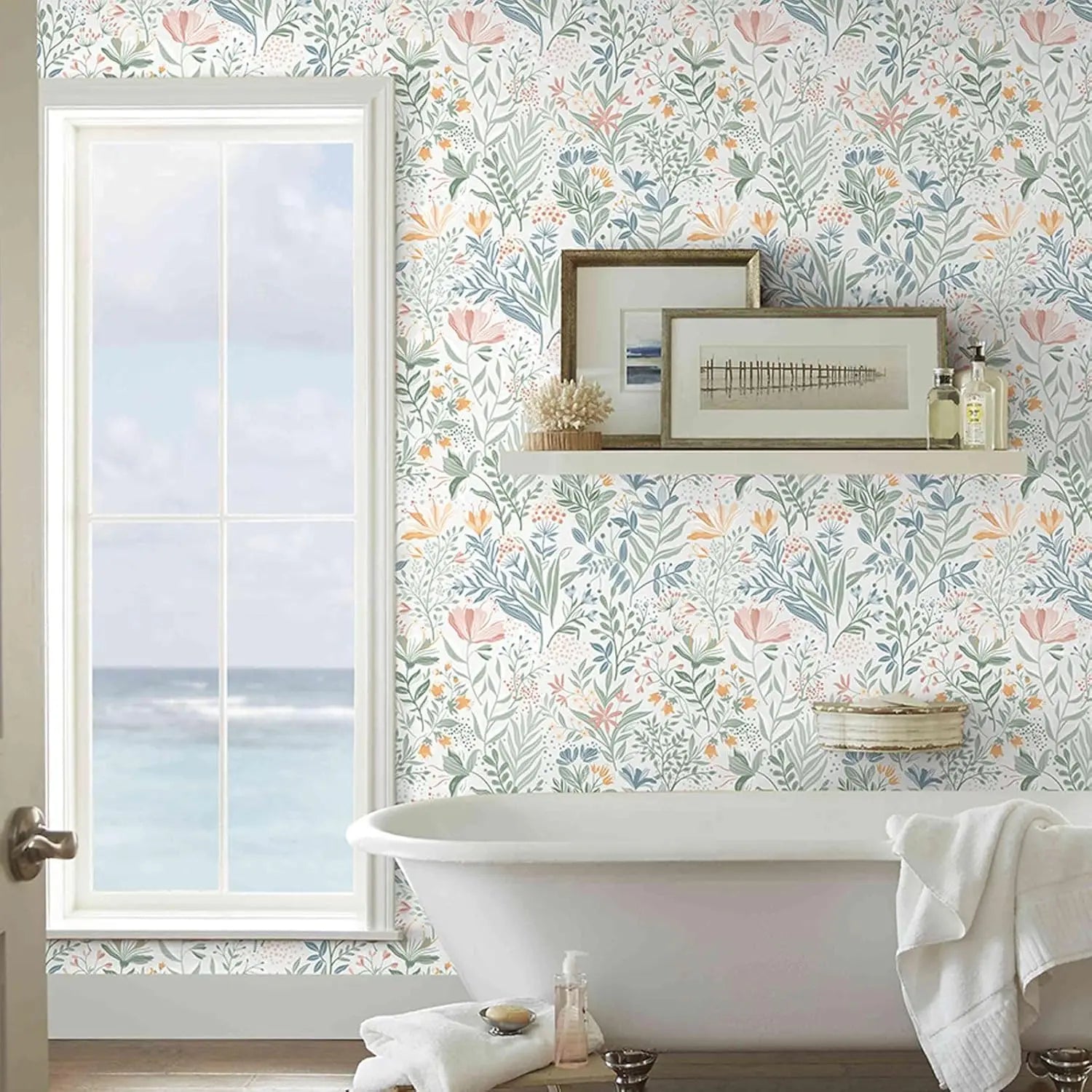 Floral Peel and Stick Wallpaper Boho Contact Paper Flower Removable Self Adhesive Waterproof Wallpaper for Bathroom Bedroom