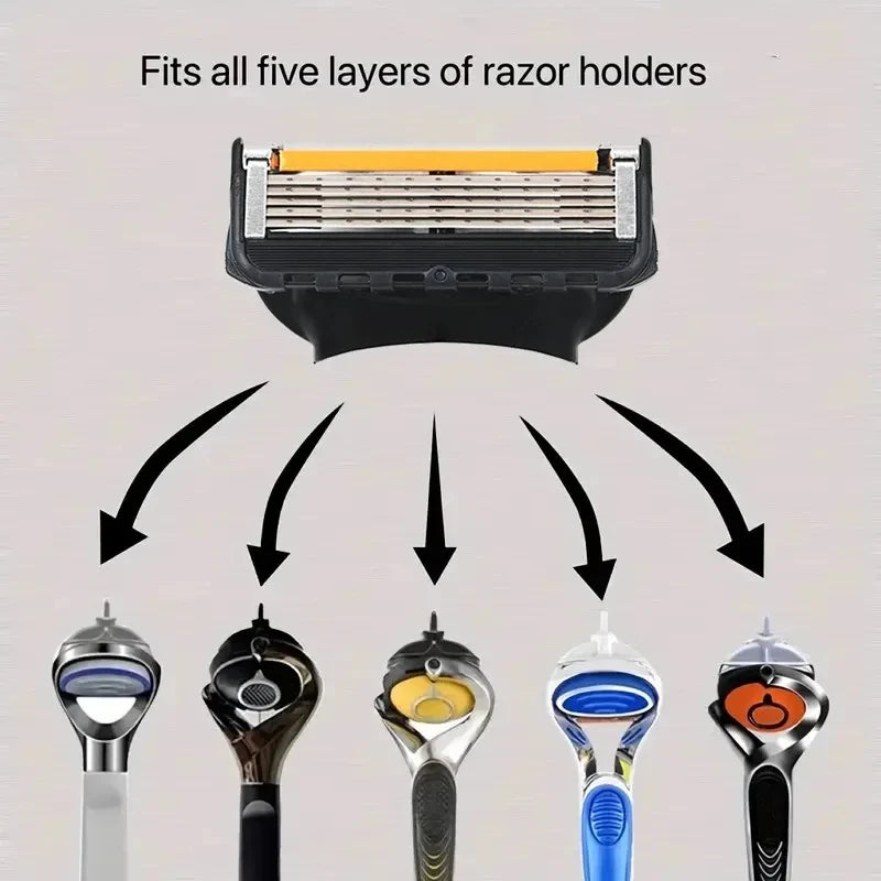 Hot Selling Manual Razor for Men Five Layer Blade Stainless Steel Blades No Skin Damage Old Style Blades Shaver Heads Razor