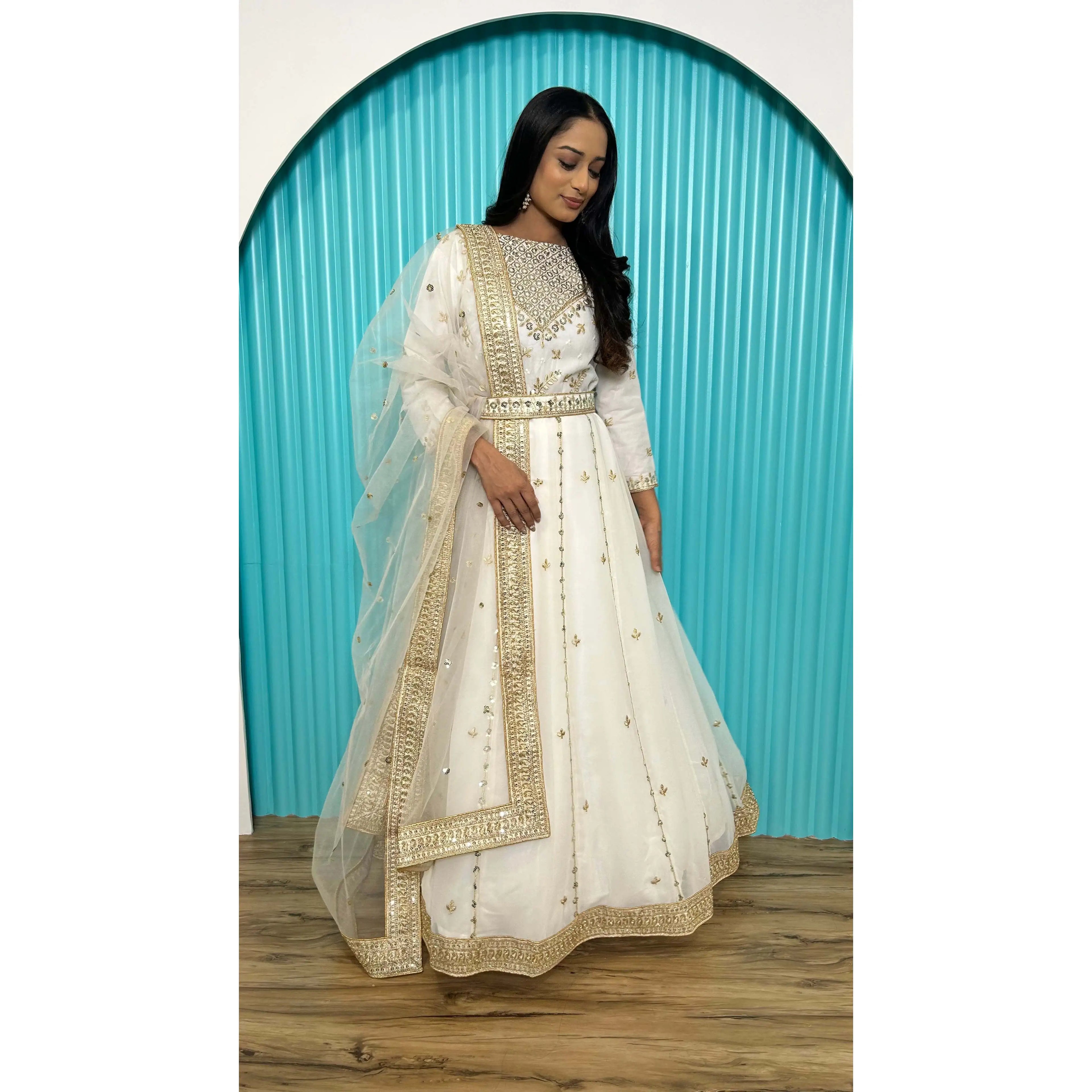 Designer Anarkali Modest Wedding Dress with Beautiful Dupatta for Parties for Brides and Guests
