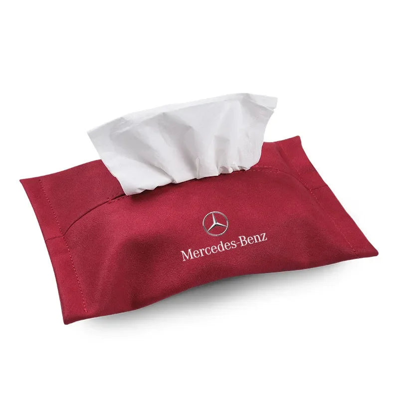 Car Tissue Box Suede Sun Visor Seat Back Hanging Bag For Mercedes Benz AMG W211 W204 W210 W203 CLA GLA GLS GLE Auto Accessories