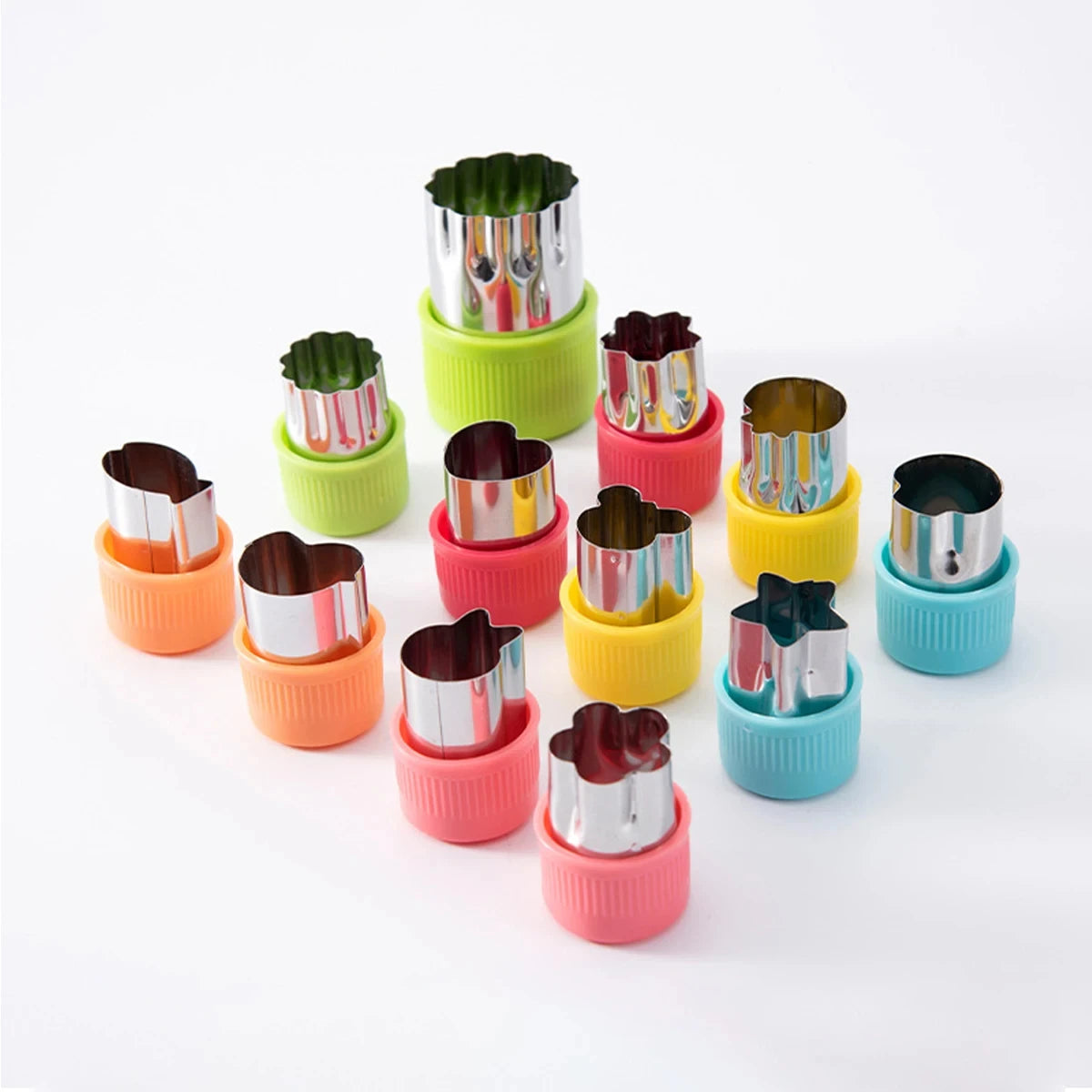 Colorful Cookie Cutter Set, 12 pcs  Shape Stainless Steel Mini Food Cutters, Perfect for Baking, Decorating, and Lunch Snacks