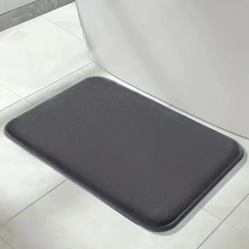Super Absorbent Bathroom Anti Slip Mat Coral Fleece Solid Floor Mat Bathroom Absorbent Foot Mat Household Washbasin Door Mat