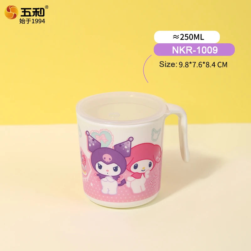 For Sanrio Kuromi Children Tableware Food Grade Dining Plates BPA-Free Salad Fruit Bowl Cartoon Baby Complementary Food Bowls