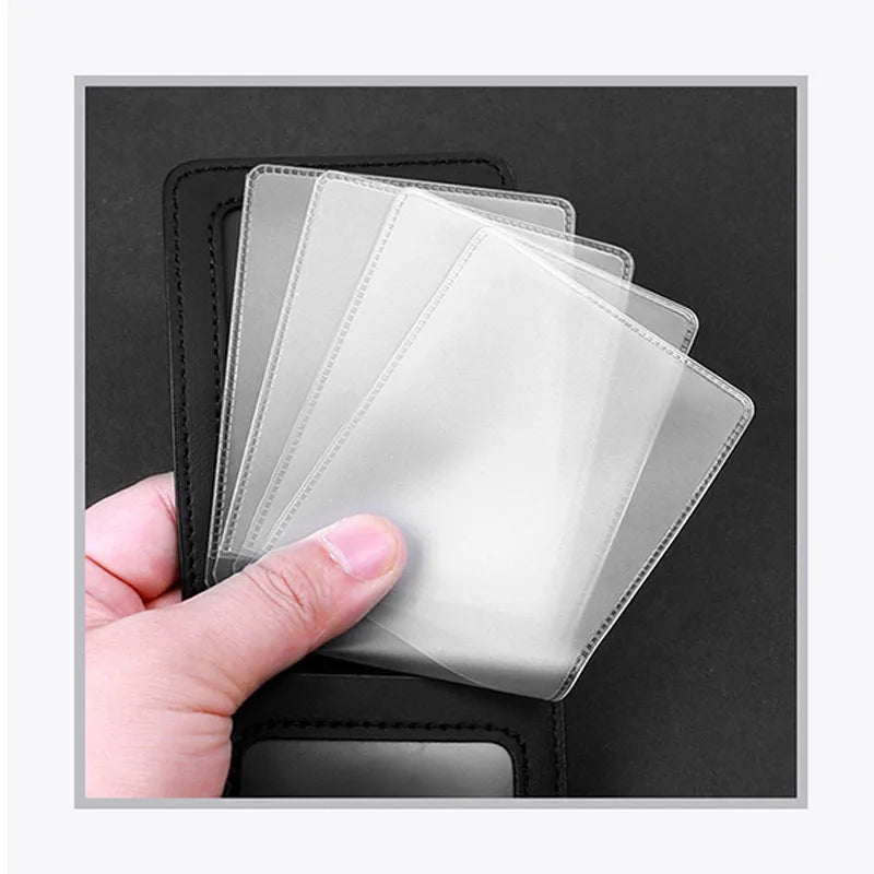 Car leather card storage bag,multi-transparent card position,car accessories,for Ford Mustang Logo Raptor Fusion Explorer Focus