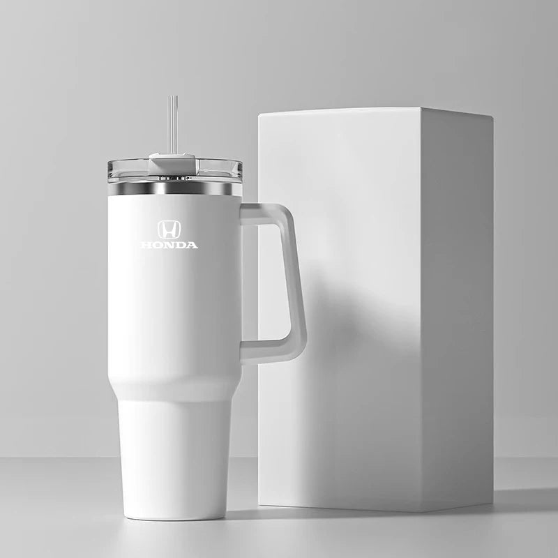 1200ML Large Capacity Car Insulated Mug With Handle And Straw For Honda Civic FIT CRV Stainless Steel Office Home Thermal Cup