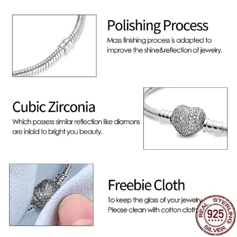 The best-selling S925 sterling silver heart-shaped crown snake bone chain is perfect for the original DlY bracelet! A perfect je