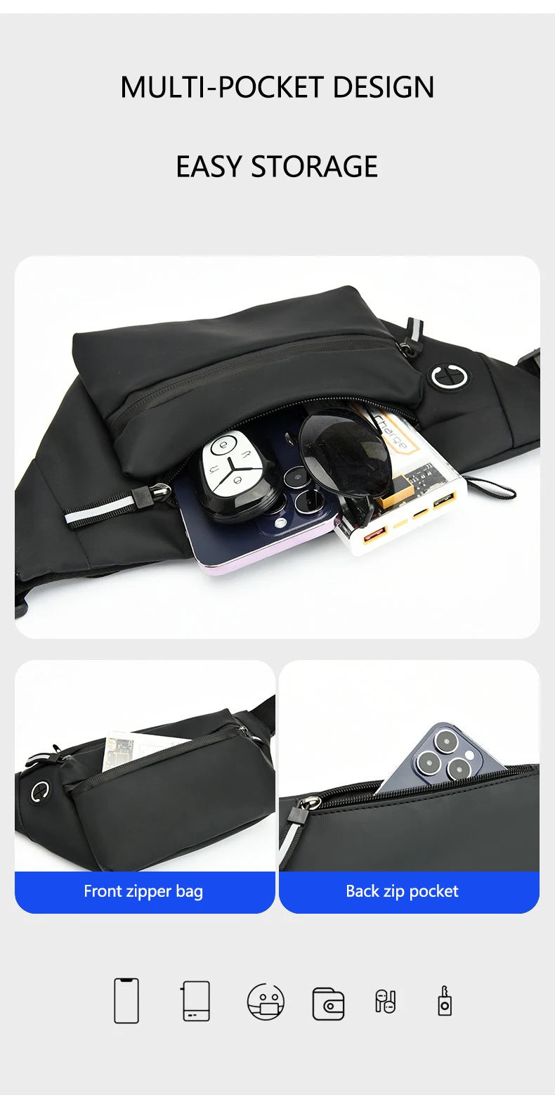 Fashion Men's Waist Bag Outdoor Sports Crossbody Bag Chest Packs For Ferrari F430 Stradale 458 488 599 612 F8 FF Charles Leclerc