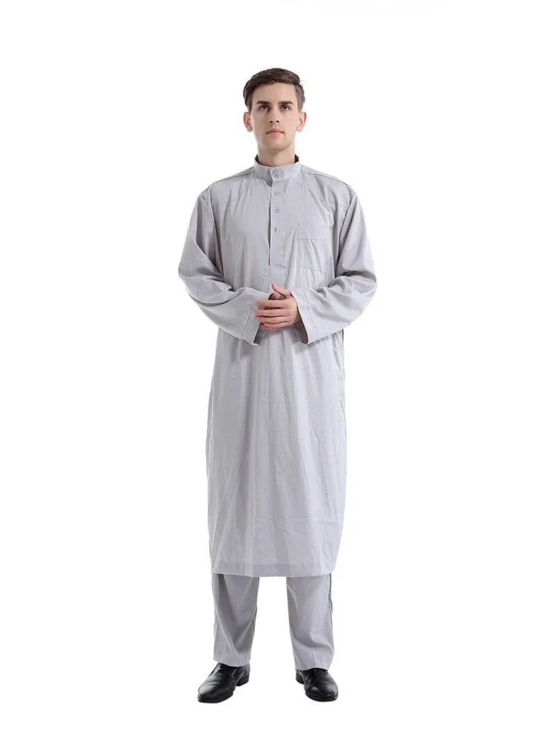 Muslim Robe Arab Men Thobe Ramadan Costumes Solid Arabic Pakistan Saudi Arabia Eid Turkey Abaya Male National Islamic Clothing