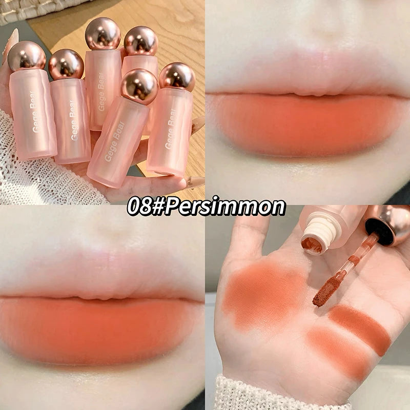 Gege Bear Velvet Matte Lip Mud, Soft, High Pigment for Long-lasting Wear, and Brightening Velvet Matte Finish Lip Color