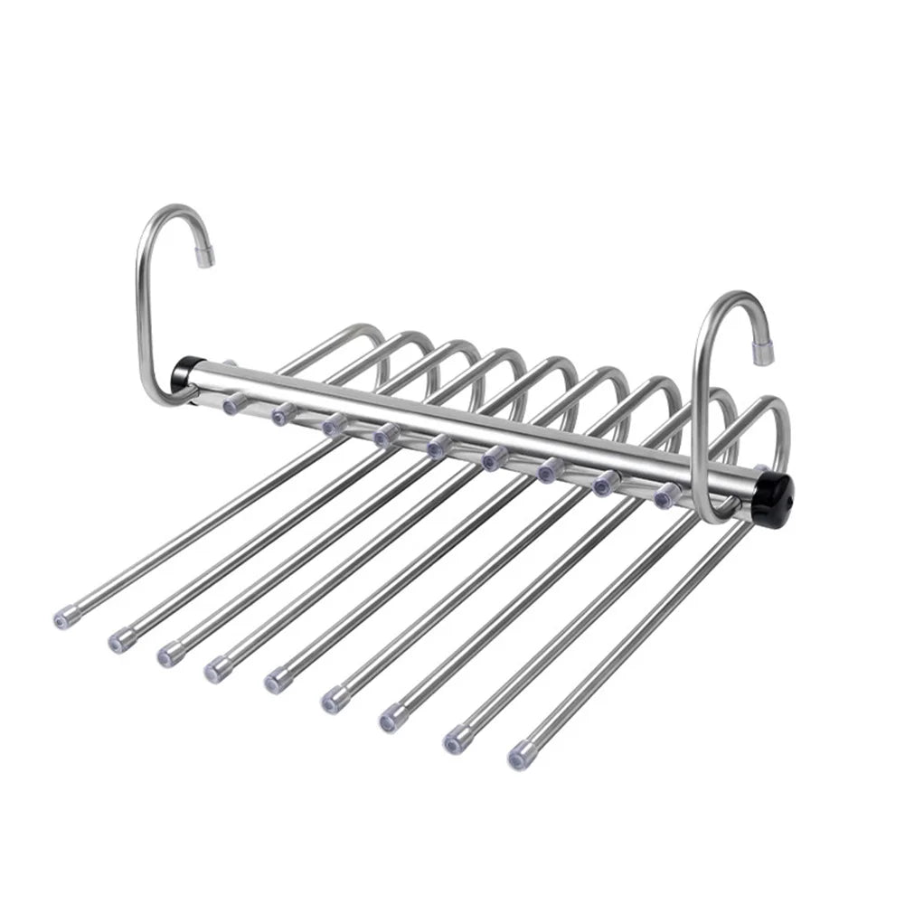 1/2pcs Folding Magic Pants Hangers,5/9Layer Stainless Steel Space Saving Clothes Rack,Jeans Trousers Scarf Organizers for Closet