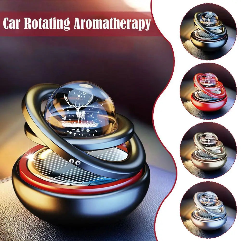 Solar Car Air Freshener Rotating Aromatherapy Diffusing Car Interior Air Freshener Perfume Fragrance Mist Without Tablet ﻿