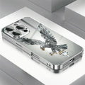 Light Luxury Crystal Eagle Pattern Glass Electroplated Phone Case For iPhone 11 12 13 14 15 16 17 Pro Max Plus 16E 17 Air Cover