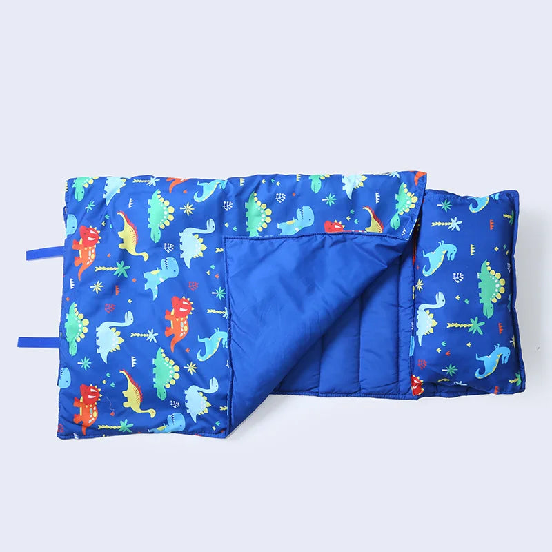 Toddler Nap Mat for Daycare Preschool: Kids Sleeping Bag with Pillow and Blanket Kindergarten Prek Naptime Slumber Bag Roll Up