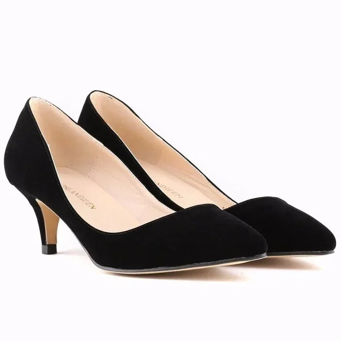 Large Size Women Solid Color Pumps Classic 5cm Low High Heels Breathable slip on Pointed Toe Stiletto Female Work Wedding Shoes