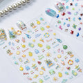 5D Fresh Summer Vacation Nail Sticker Coconut Tree Tropical Fruit Ice Cream Swim Ring Sunglasses Seaside Holiday Nail Art Decal