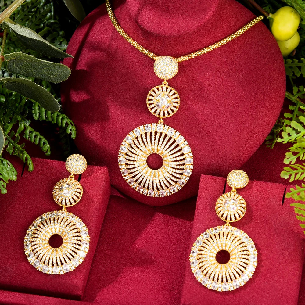 GODKI Luxury 2PCS Nigerian Jewelry sets For Women Wedding Cubic Zircon CZ Dubai Gold Bridal Accessory