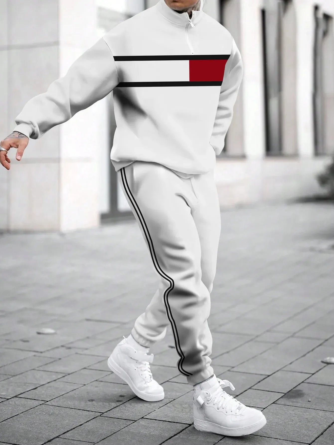 Men's Hoodie Sweatshirt 3D Print Casual Sportswear Long Sleeve Loose Fit Spring Autumn Set with Pants Polyester Fabric