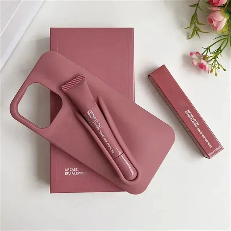 Hot Sale Lipstick Ribbon Toast Gift Set Soft Phone Case For iPhone 16E 16 15 14 13 12 11 Pro Max Plus With Box Lip Gloss Cover