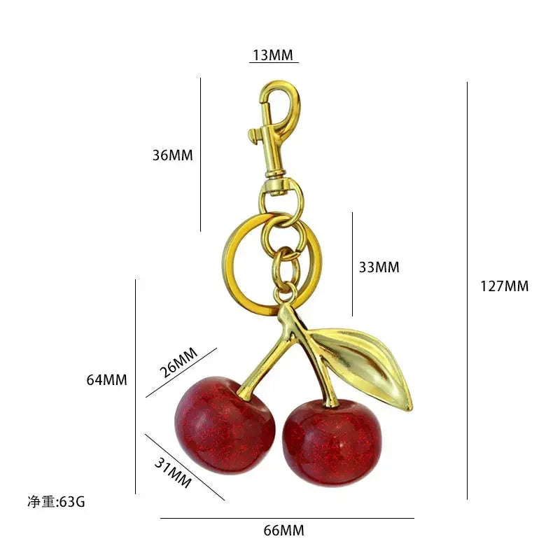 Crystal cherry pendants, suitable for coach bags, women's handbags, shoulder bags, and keychain accessories