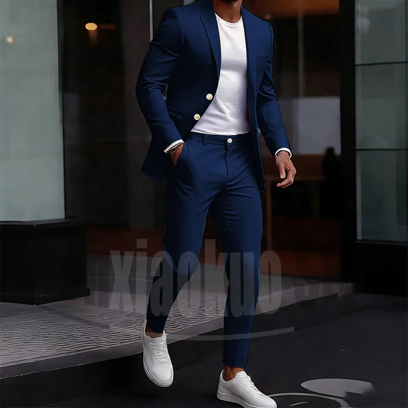 Men's Light Green Suit Set Single Breasted Casual Stylish Wear for Daily Party Fashion Solid Color Formal Male Suit 2 Piece