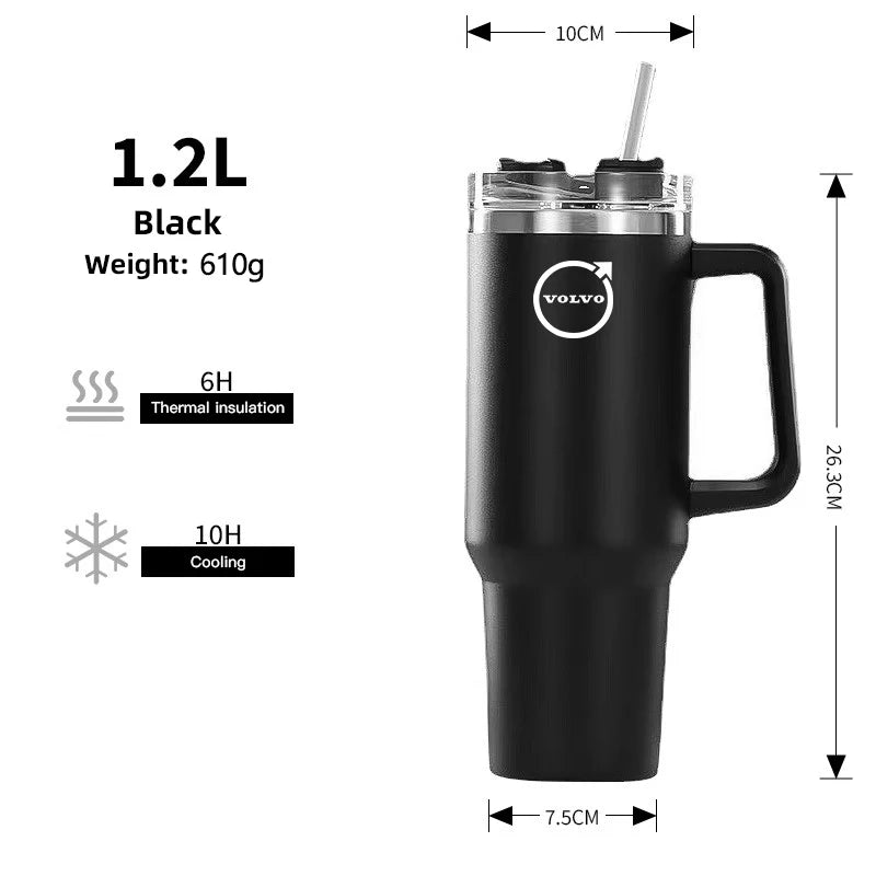 Car Logo Thermos Cup High Quality Insulated Thermos Double Wall Thermal Iced Travel Cup For Volvo V50 S60 S90 S80L EX30 V40 XC90