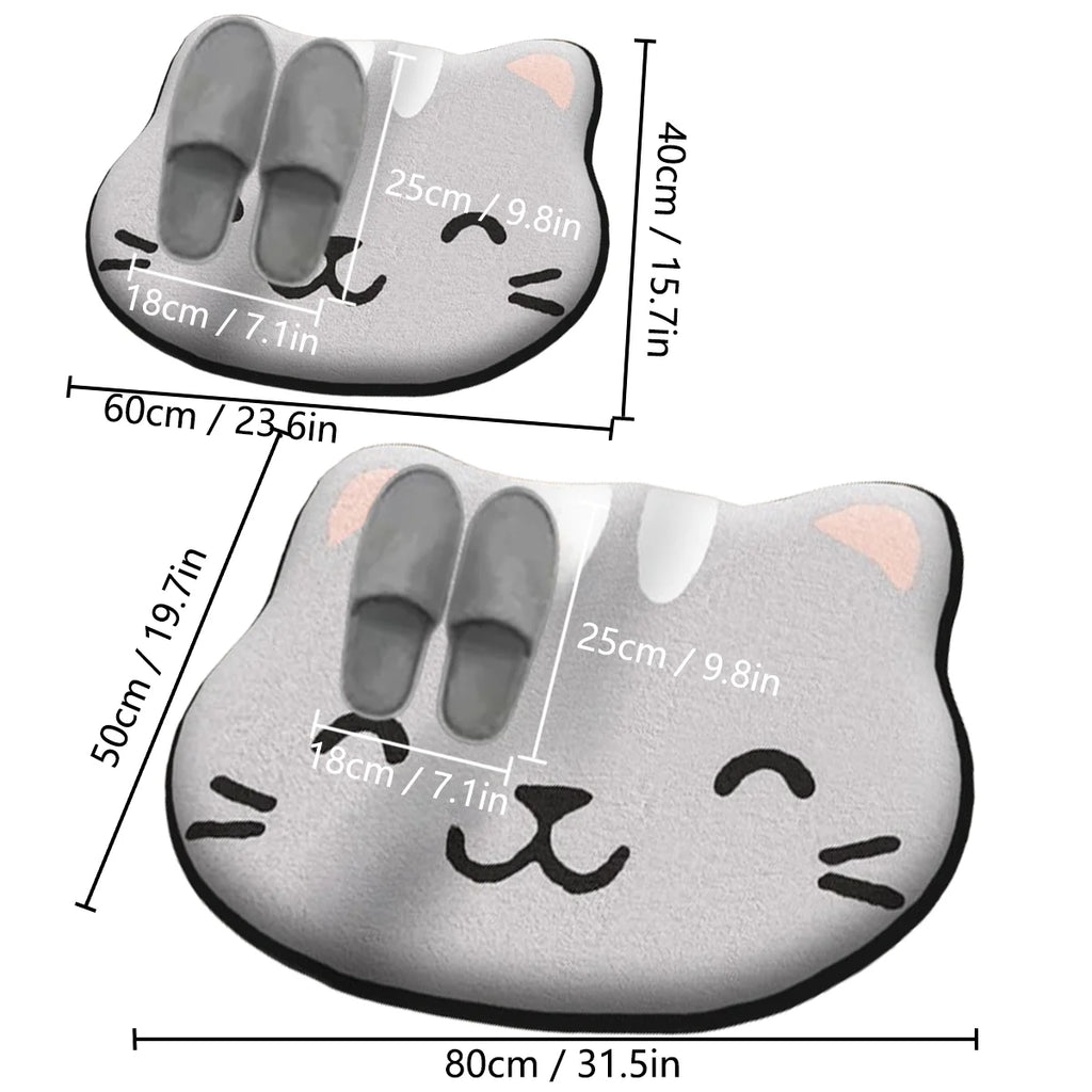 Flannel Printed Dirt-Resistant Door Mat Cartoon-Shaped Bathroom Absorbent Bath Mat Non-Slip Bathroom Floor Mat