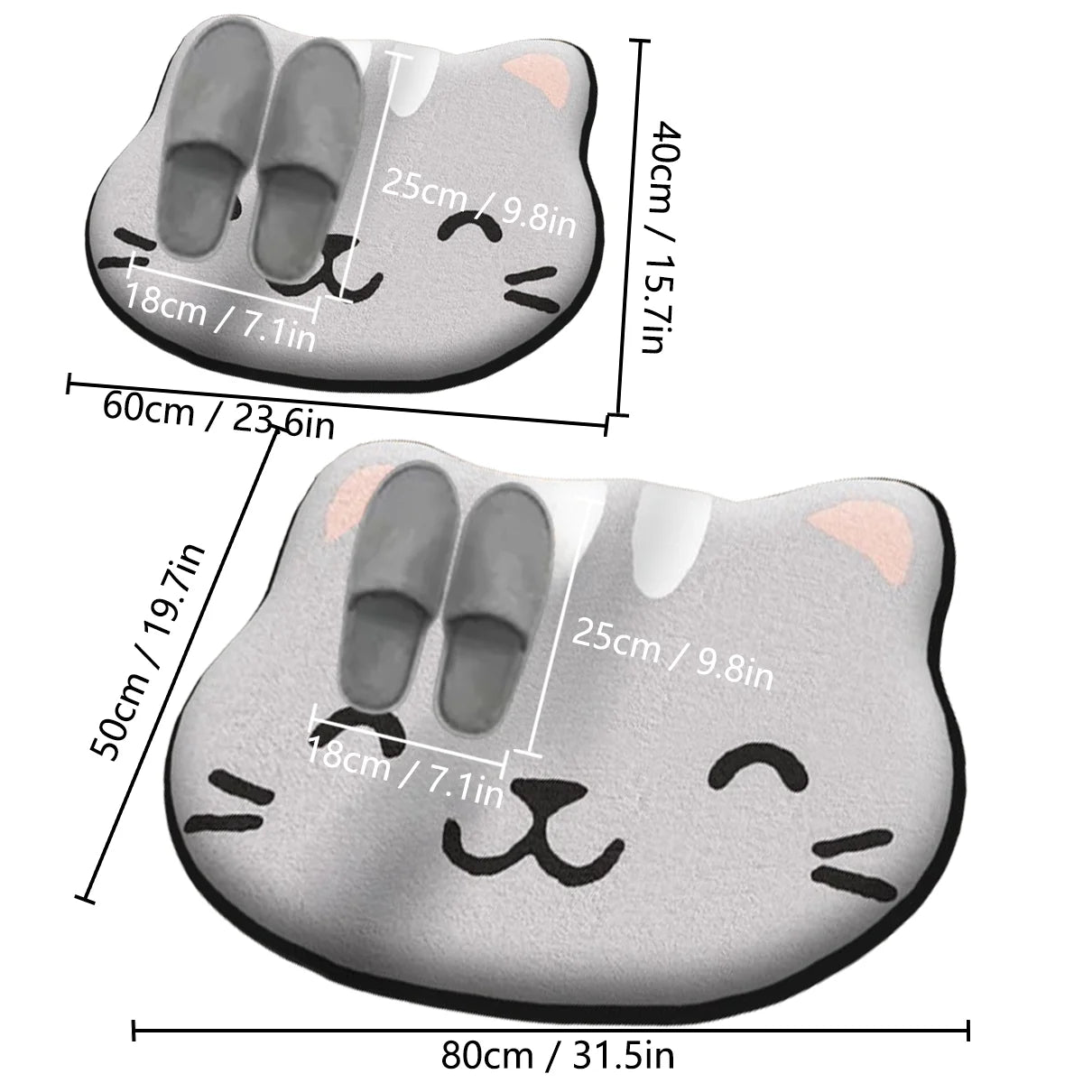 Flannel Printed Dirt-Resistant Door Mat Cartoon-Shaped Bathroom Absorbent Bath Mat Non-Slip Bathroom Floor Mat