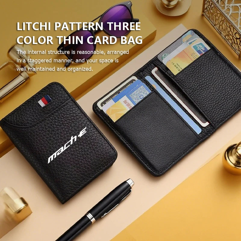 For Mustang PU Leather Man Women Travel Passport Holder Credit Card Holder Case Wallet Shelby GT GT500 GT350 Convertible Mach-E