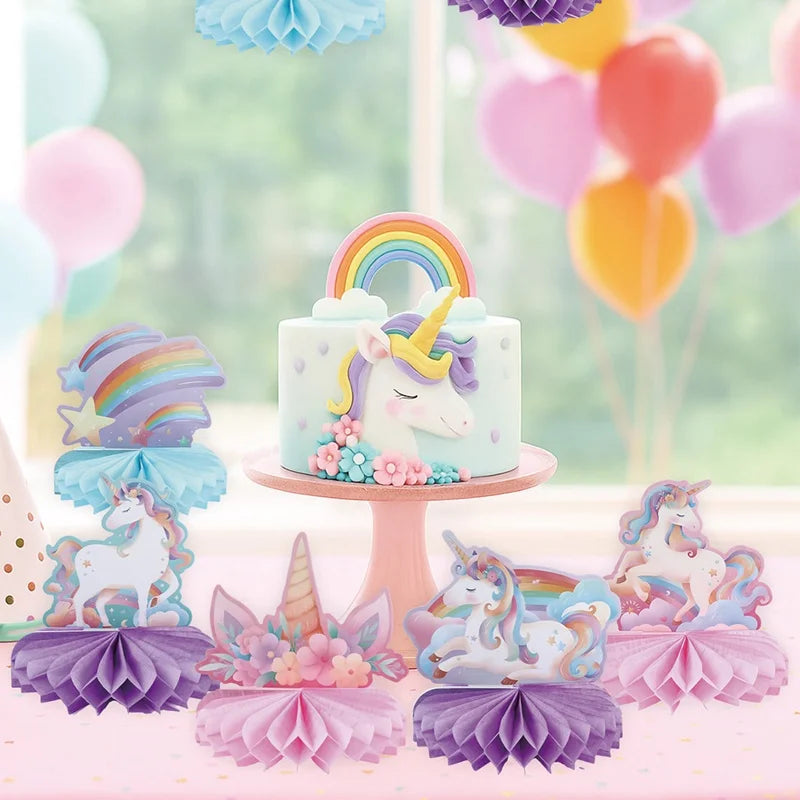 Rainbow Unicorn Honeycomb Ornament Set Rainbow Unicorn Birthday Party Decoration Kids Baby Shower Birthday Party Supplies