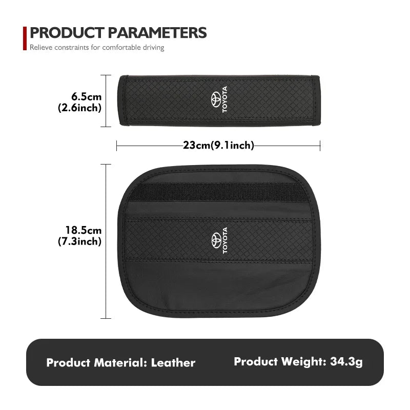 Leather Car Seat Belt Protector Pad Shoulder Strap Cover For Toyota Corolla Prius Auris CHR Land Cruiser Camry Avalon